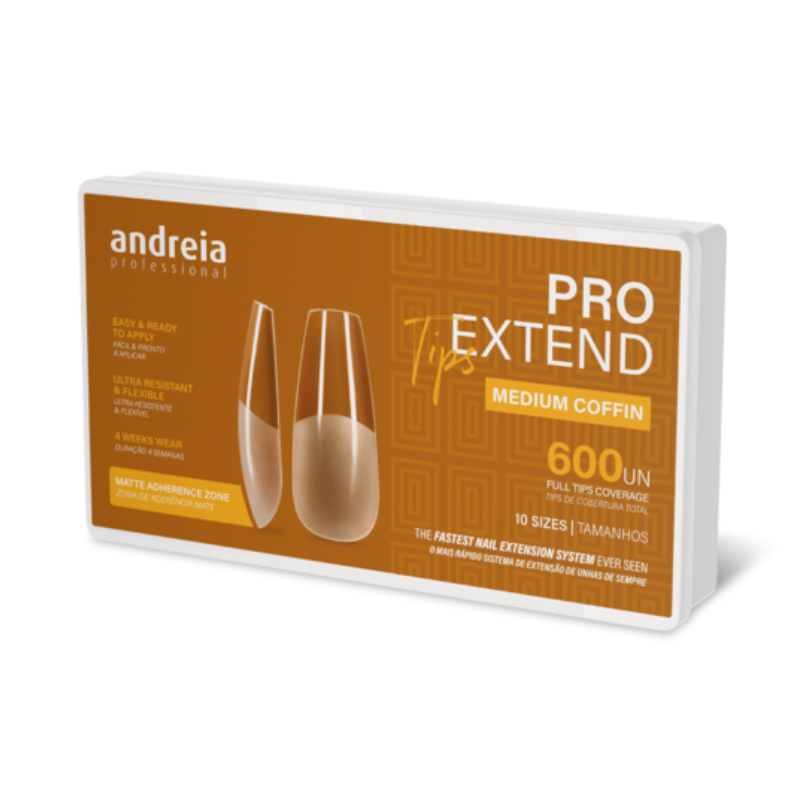 Andreia Pro Extend Tips Extensões De Unhas Medium Coffin 600unds