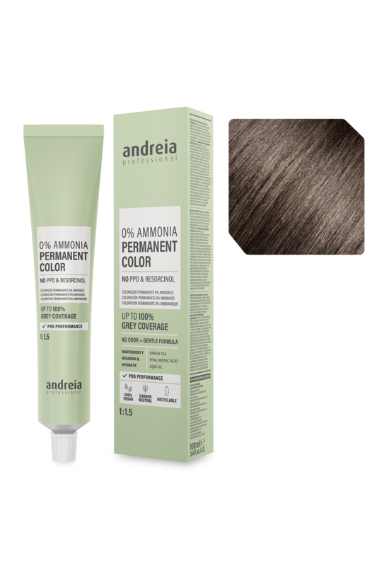 Andreia Coloração Permanente 0% Amoníaco 5.0 Castanho Claro 100ml