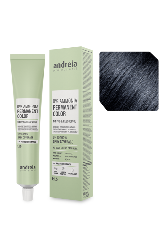 Andreia Coloração Permanente 0% Amoníaco 2.10 Preto Azul 100ml
