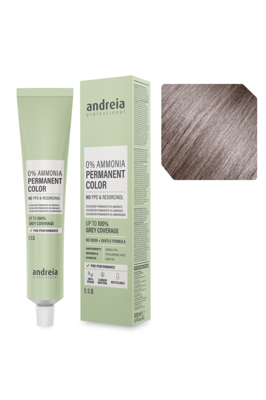 Andreia Coloração Permanente 0% Amoníaco 8.1 Louro Claro Cinza 100ml