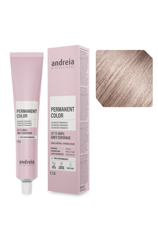 Andreia Coloração Permanente 10.23 Louro Platinado Frio Beige 100ml