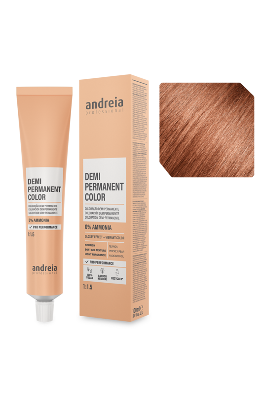 Andreia Coloração Demi Permanente 7.41 Louro Médio Laranja Frio 100ml