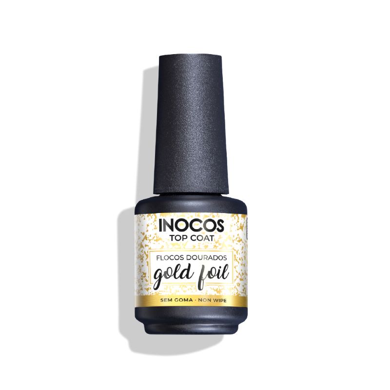 Verniz Gel Inocos Top Coat Gold Foil 15ml