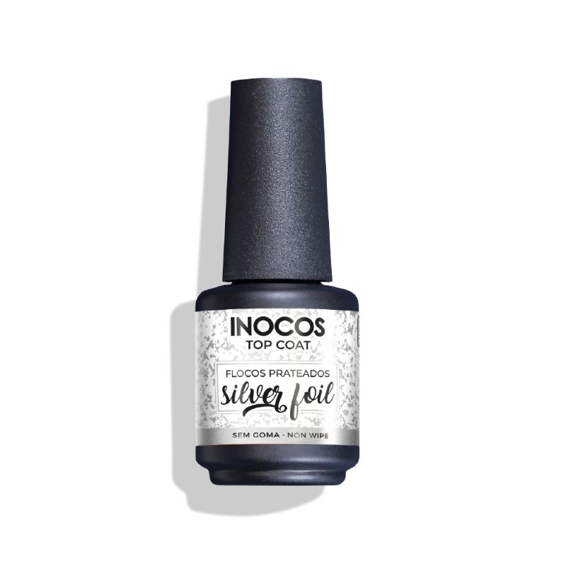 Verniz Gel Inocos Top Coat Silver Foil 15ml