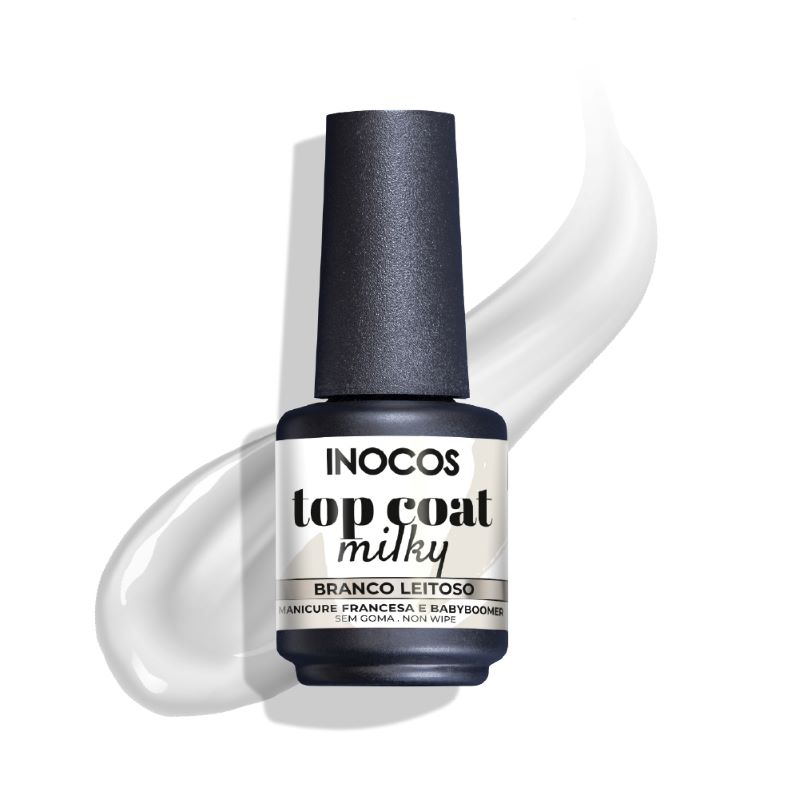 Verniz Gel Inocos Top Coat Milky  Branco Leitoso 15ml