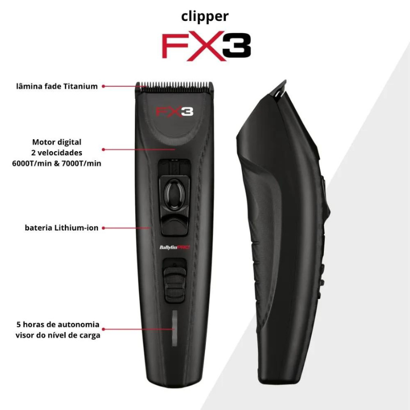 Máquina de Corte Fx3 Black Clipper 4artists Babyliss Pro - Image 2