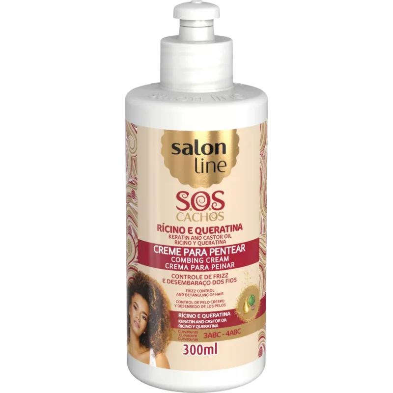 Salon Line SOS Cachos Rícino e Queratina Creme P/ Pentear 300ml