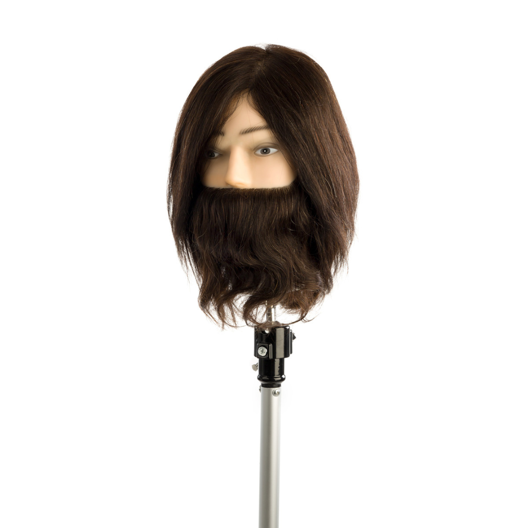 Cabeça Masculina 100% Cabelos Naturais Com Barba e Bigode